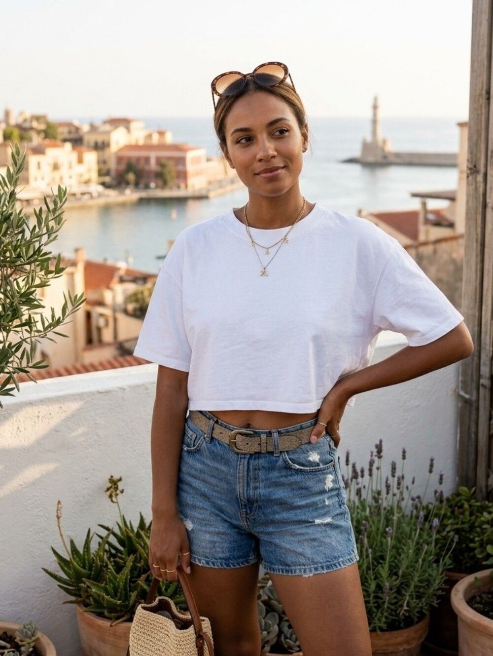 ZARA Basic Cropped White T-Shirt Tee Boxy Fit Size L